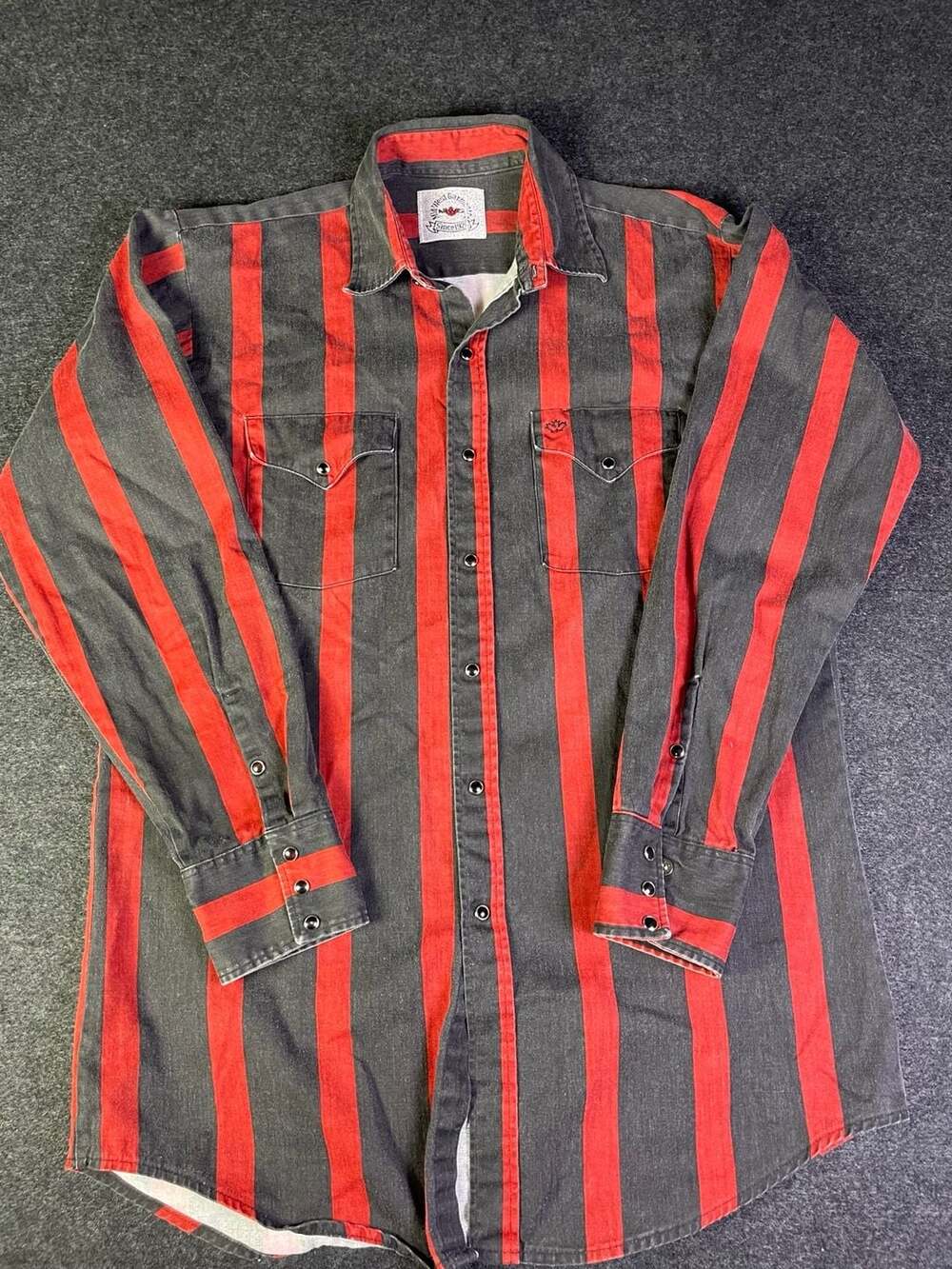 Mwg Western Striped Long Sleeve Snap Shirt Black Red